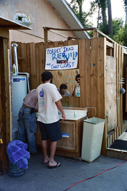 Outdoors showers at HandsOn - Click for a larger image