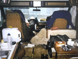 Me on the cell phone in Dick Metcalf’s donated motor home at Highland Park Elementary in Seattle - Click for a larger image Me on the cell phone in Dick Metcalf’s donated motor home at Highland Park Elementary in Seattle - Click for a larger image